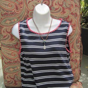 Sleeveless cotton A Line Dress Tribal brand Navy stripe